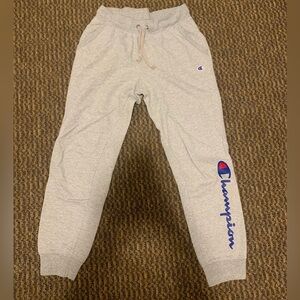 Champion Light Gray Sweatpants with Logo
